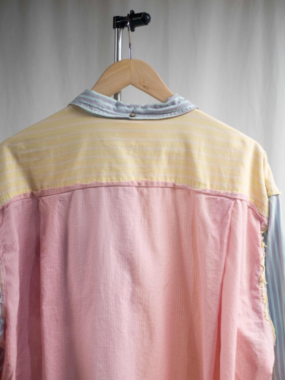 Free People Rags to Riches Pink Blue Striped Oversized Button Down - Picture 7 of 8